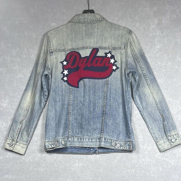 Rails Knox Distressed Denim Jacket Women’s Small Custom Embroidery Factory DYLAN - Picture 1 of 16